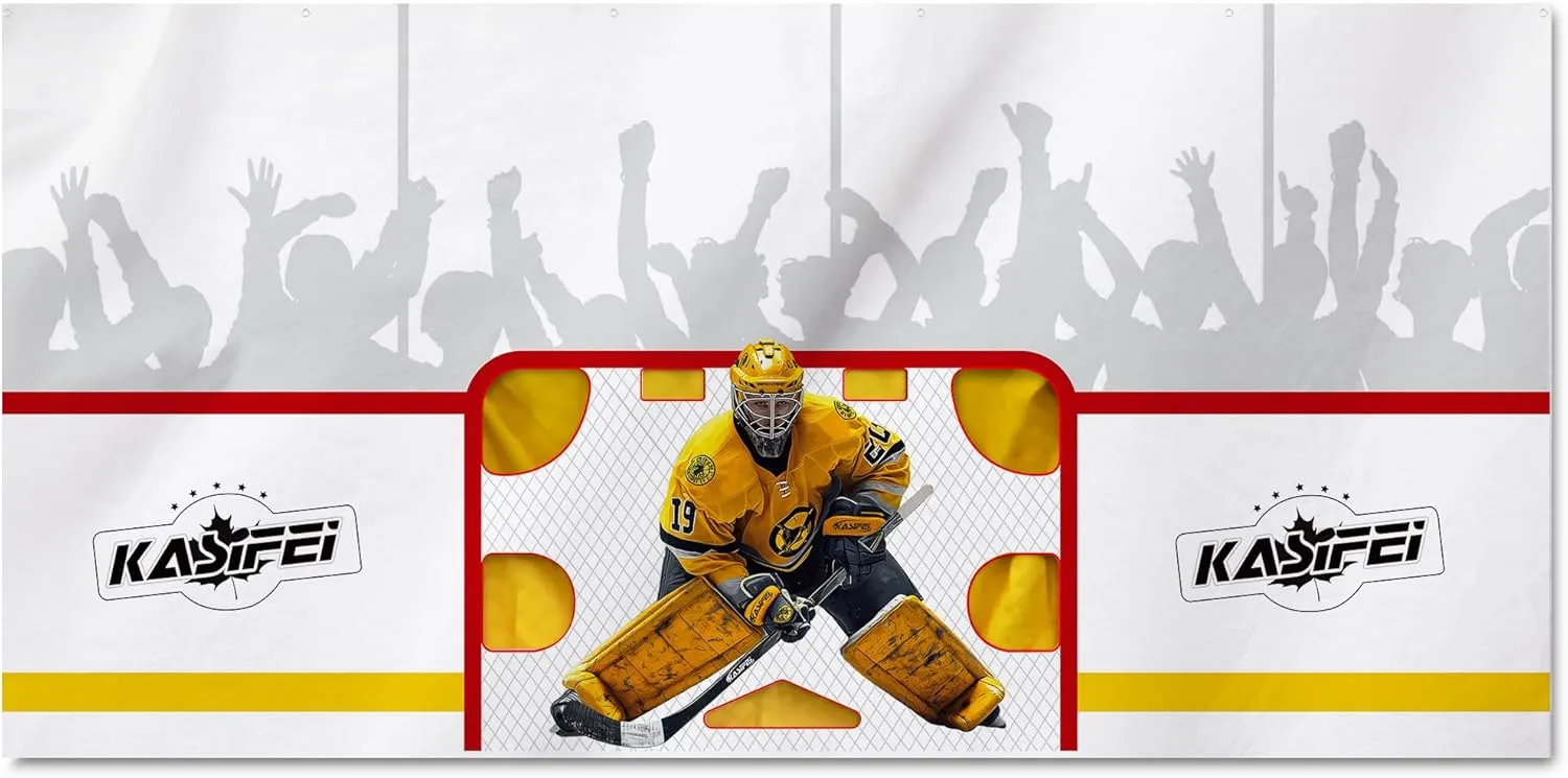 – 8' x 16' Heavy Duty Hockey Shooting Tarp – Built-in Shooter Tutor – Great Hockey Net Replacement – Training Equipment for All Skill Levels - Garage & Wall Protection