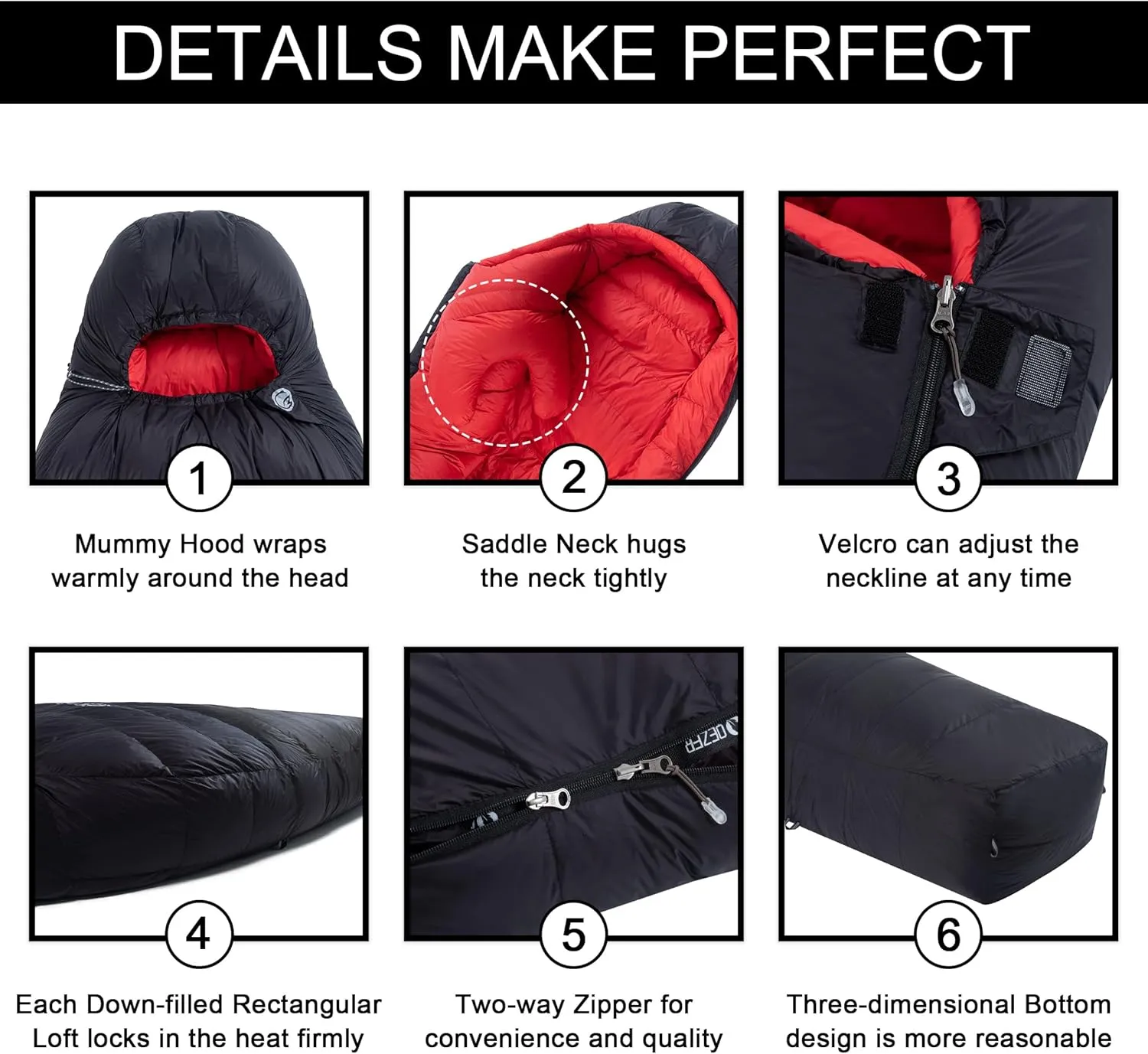 0 Degree Sleeping Bag for Adults - 660 Fill Power Down Bag for Cold Weather -20F / -8F / 0F / 10F Large Lightweight