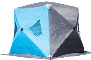 1-4 People Winter Fishing Tent Winter Ice Fishing Tent Camping Tent Windproof and Rainproof Outdoor Winter Fishing Warm Tent (220 * 220 * 200cm|Blue)
