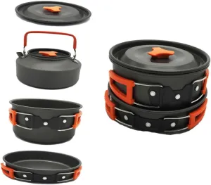 1 Set Camping Accessories Grilling Camp Stove Camp Cookware Outdoor Kettles Camp Cot Camping Pot Camping Kettle Hiking Stove Camp Oven Camping Plates Portable Campfire Orange