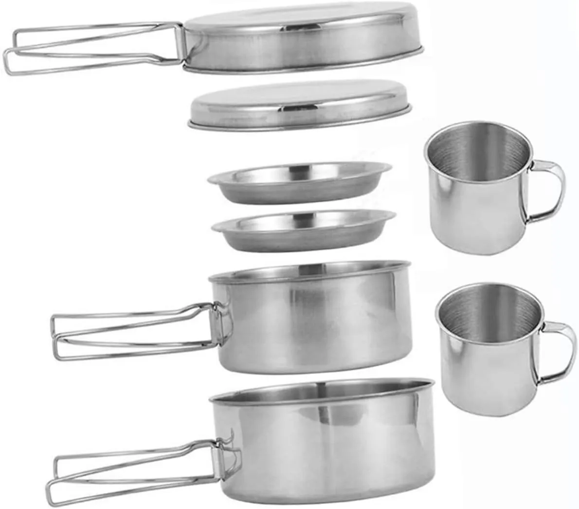 1 Set Camping Cookware Kit Vehicle Portable Smart Kettle Travel Kettle Camping Kettle Pot Coolers Solar Pans Collapsible Mat Mini Stove Gadgets Casserole Stainless Steel Silver