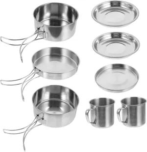 1 Set Camping Cookware Portable Stainless Steel Picnic Cooking Utensils for Outdoor Activities Easy to Clean Durable and Design for Camping and Hiking