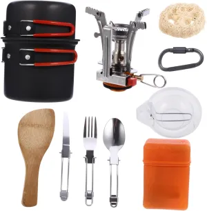 1 Set Cookware Set Portable Tent Gadgets Pans Trailer Camp Pots Kit Backpacks Traveling Backpack Travel Kettle Mini Teapot Cooking Tool Outdoor Cup Alloy