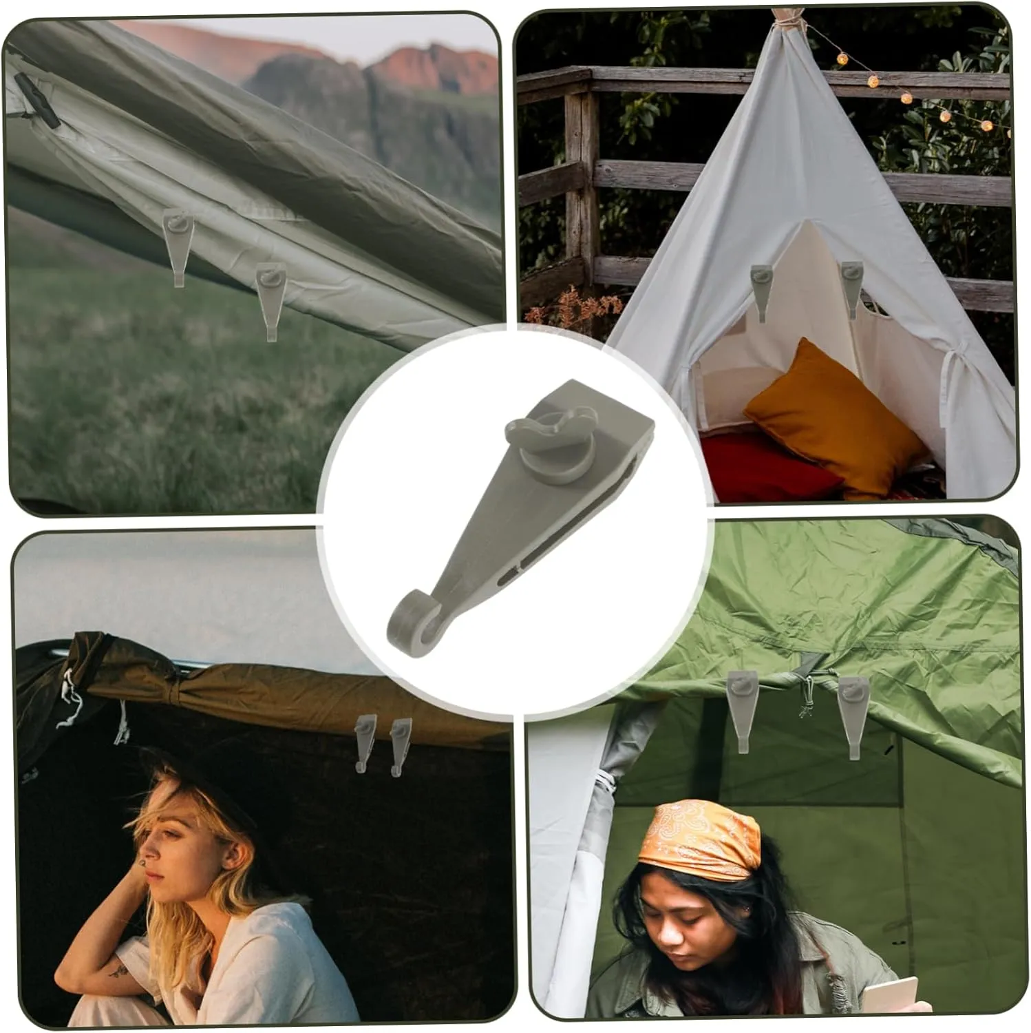 1 Set Fabric Clips Water Proof Spiral Cloth Clip Awning Tent Fasteners Heavy Awning Set