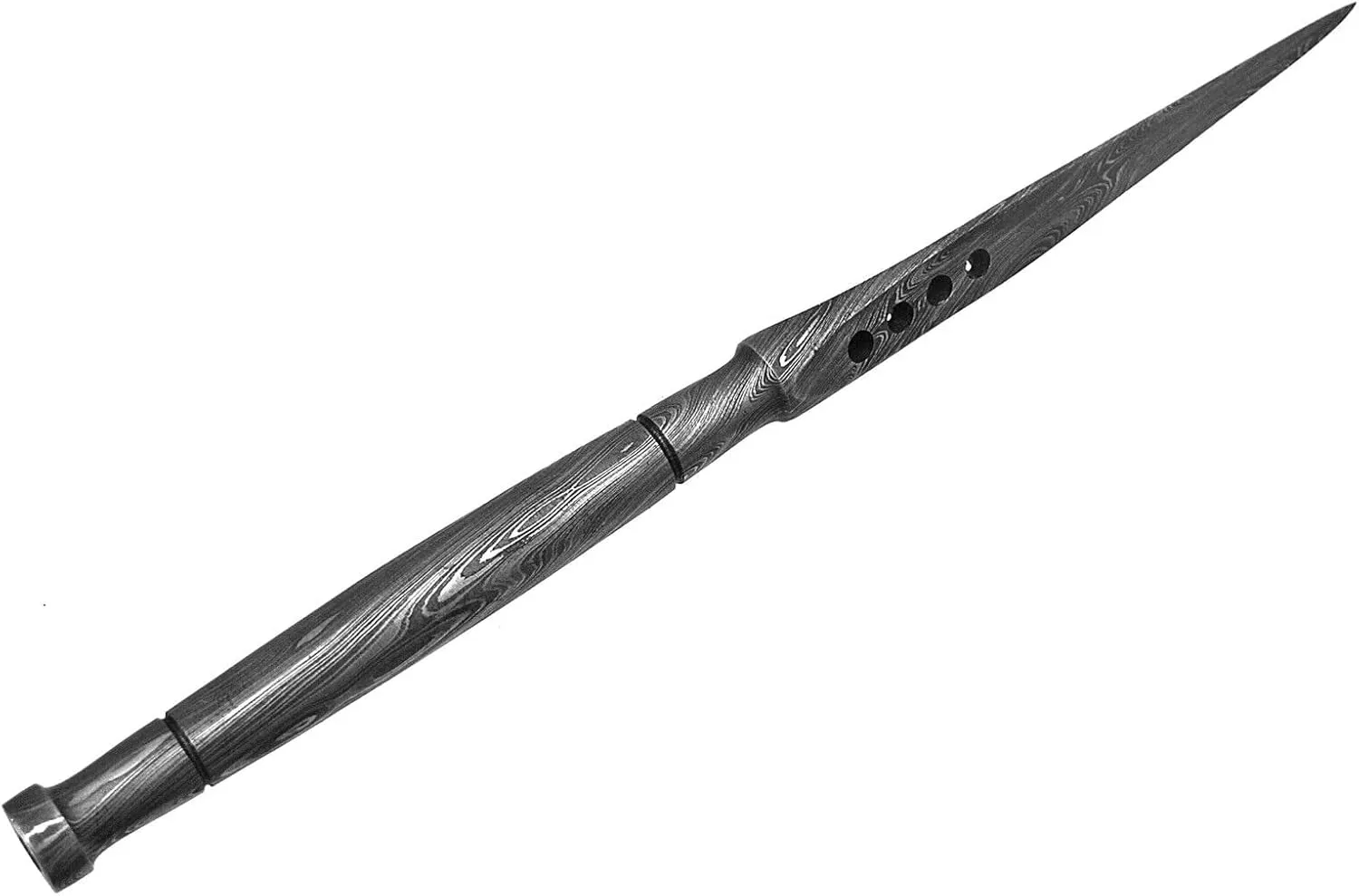 10 inches CUSTOM HAND FORGED DAMASCUS STEEL Kris Dagger/Hunting Tri-Edge Kris Dagger Knife with leather sheath