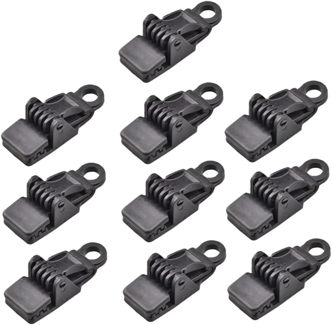 10 Pcs Heavy Duty Tent Clips Plastic Tarp Fixing Clamps for Large Tarp Poles Outdoor Camping