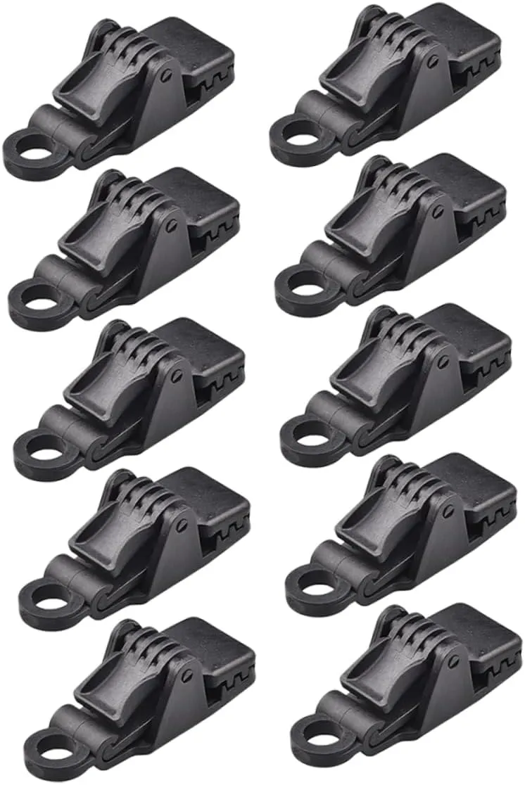 10 Pcs Outdoor Tent Tarp Clips Plastic Clamp for Tents Windproof Fixing Clips for Mesh Canvas Shelter
