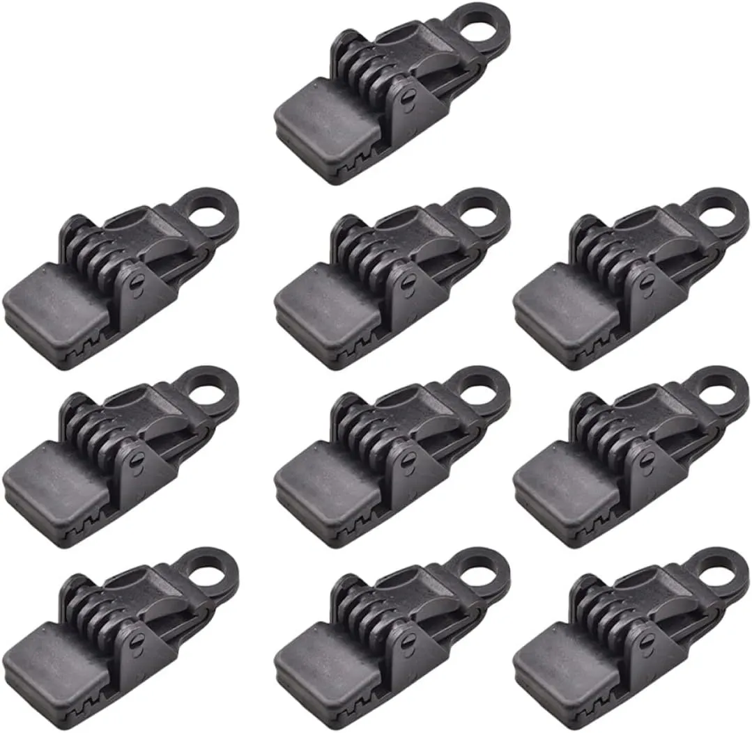 10 Pcs Tent Clips Plastic Tarp Clamp Strong Grip for Outdoor Camping Tent Ground Tarp Heavy Duty