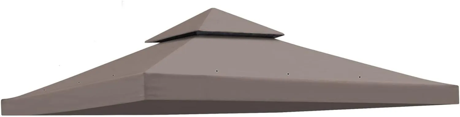 10' x 10' Gazebo Replacement Canopy Top Cover for 2 Tier Canopy Patio Garden Gazebo Outdoor BBQ Roof Cover Shelter (Taupe)