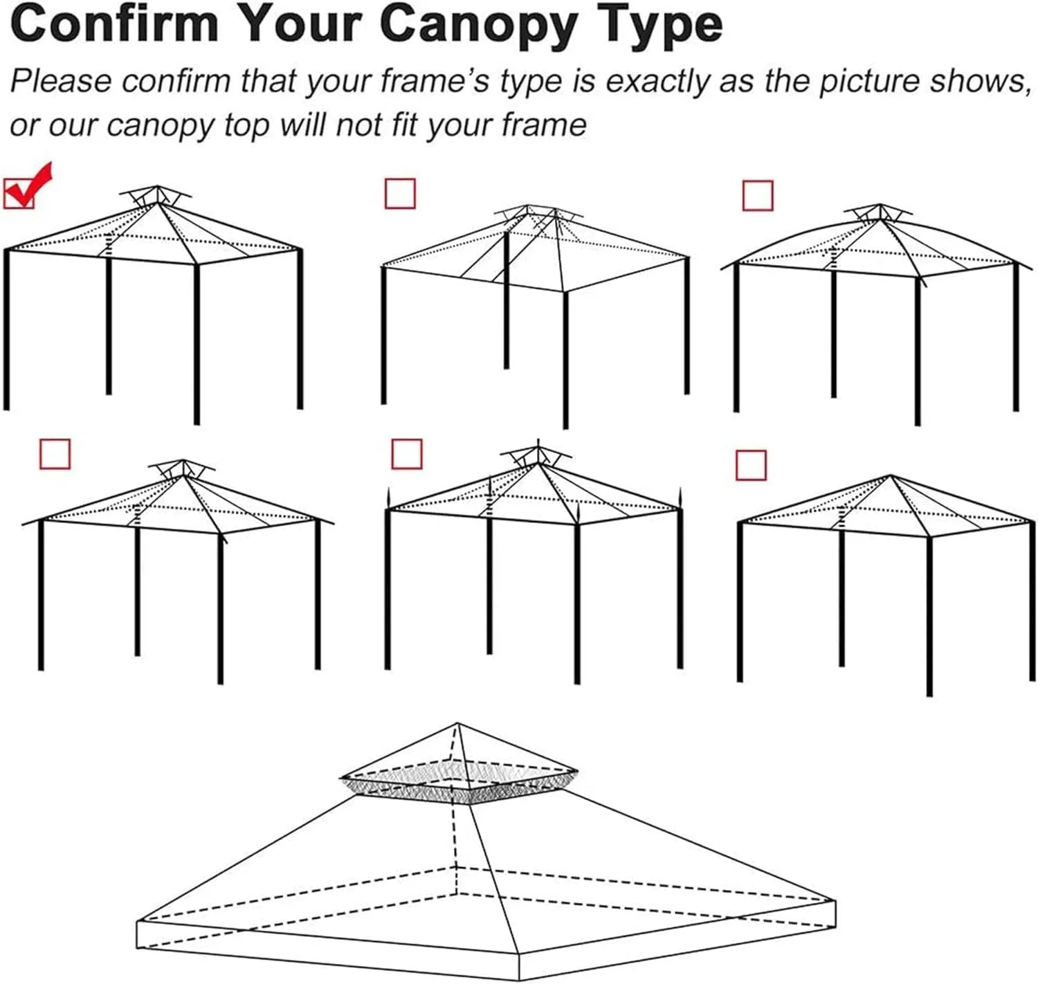 10' x 10' Gazebo Replacement Canopy Top Cover for 2 Tier Canopy Patio Garden Gazebo Outdoor BBQ Roof Cover Shelter (Taupe)