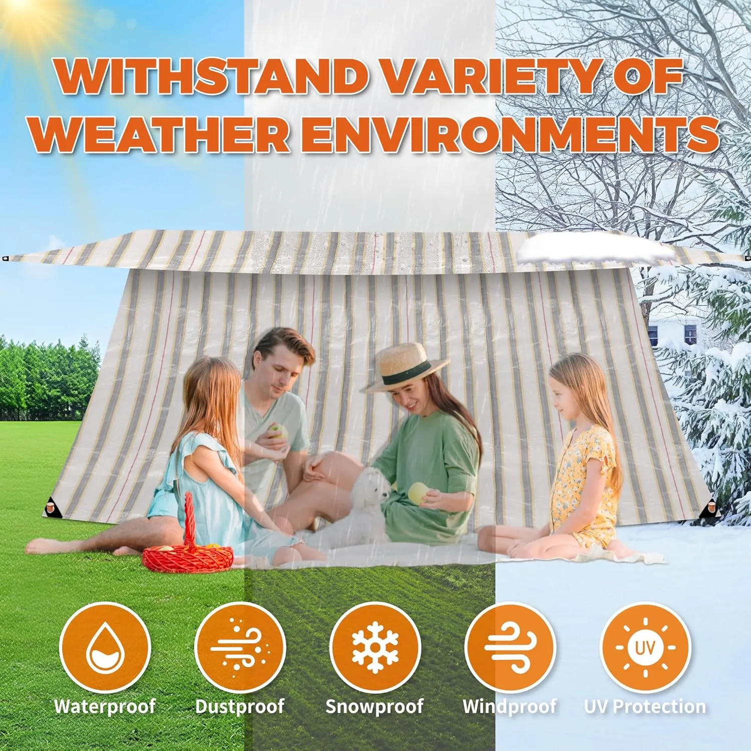 10' X 13' Heavy Duty Waterproof Tarp, Outdoor Protective Tarpaulin Cover, UV Resistant All Weather Tarps with Rustproof Grommets for Roof, Pool, Camping, Tent, Deck, RV, Boat