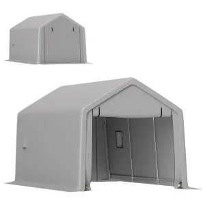 10' x 17' Heavy Duty Carport with Zipper Door, UV Resistant Waterproof, Grey