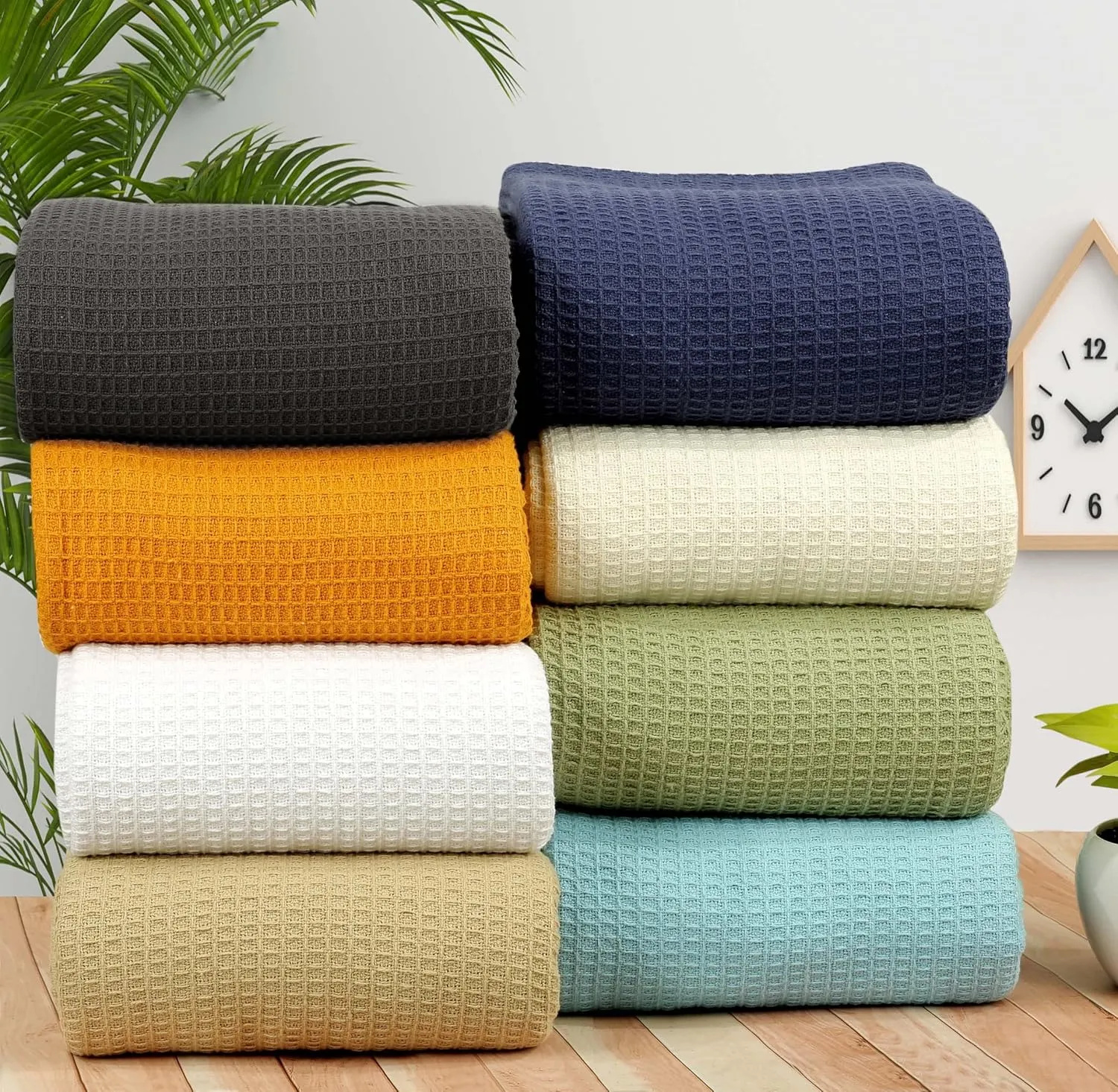 100% Cotton Blankets Twin XL - Waffle Weave Fall Blanket, Lightweight and Breathable, Soft & Skin-Friendly - Light Grey, 60x90 Inches