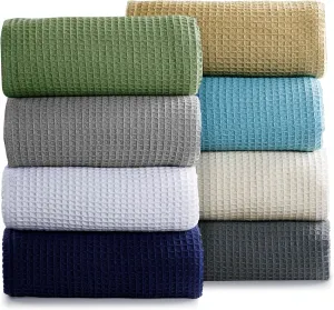 100% Cotton Blankets Twin XL - Waffle Weave Fall Blanket, Lightweight and Breathable, Soft & Skin-Friendly - Light Grey, 60x90 Inches