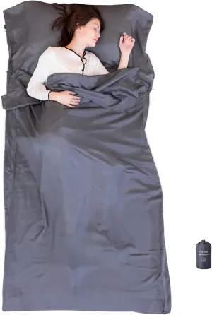 100% Silk Sleep Sack with Zippers on 3 Sides, 87”x43” Large Sleeping Liners for Hotels, Travel & Camping, Multifunctional Travel Sheets (Unzipped:87”x87”) for Adults, Lightweight, All Seasons