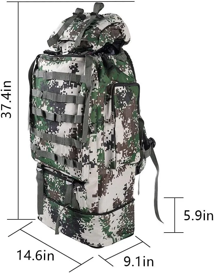 100L Camping Hiking Backpack, Tactical Army Outdoor Hiking Backpack Camping Rucksack Trekking Bag, Jungle Camouflage