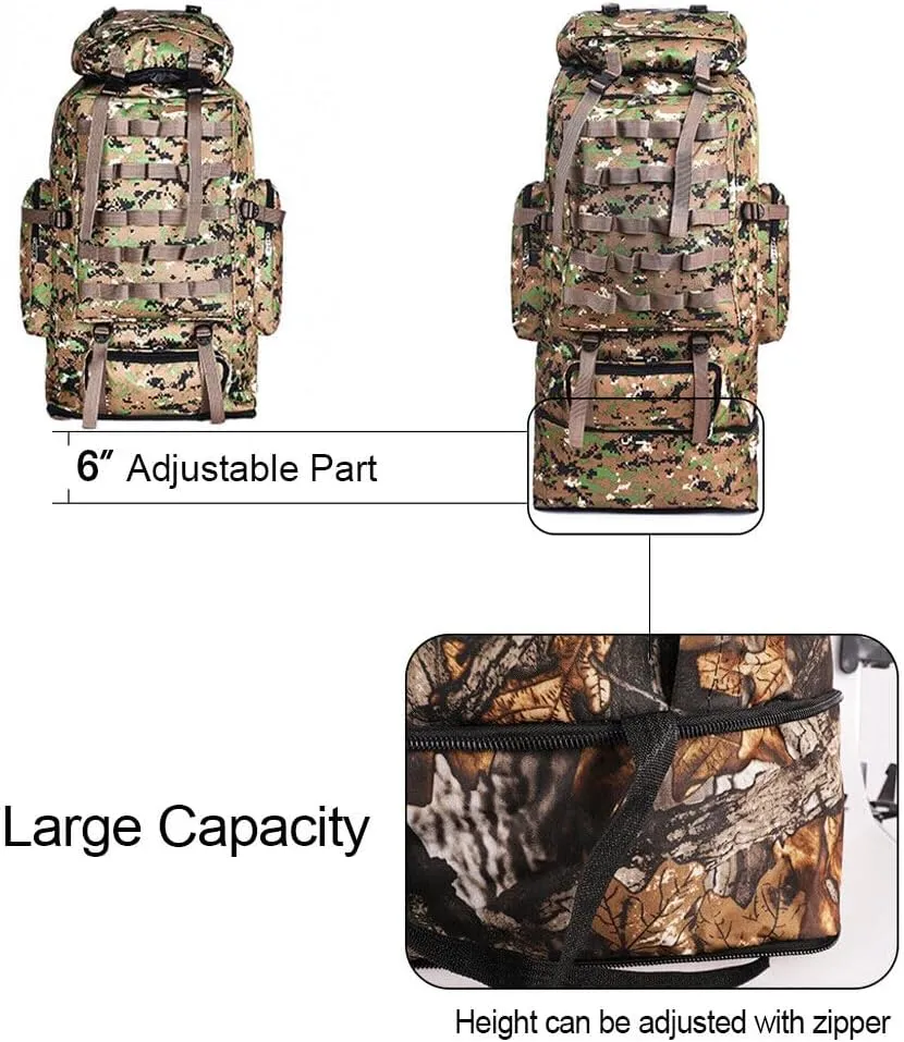 100L Camping Hiking Backpack, Tactical Army Outdoor Hiking Backpack Camping Rucksack Trekking Bag, Jungle Camouflage