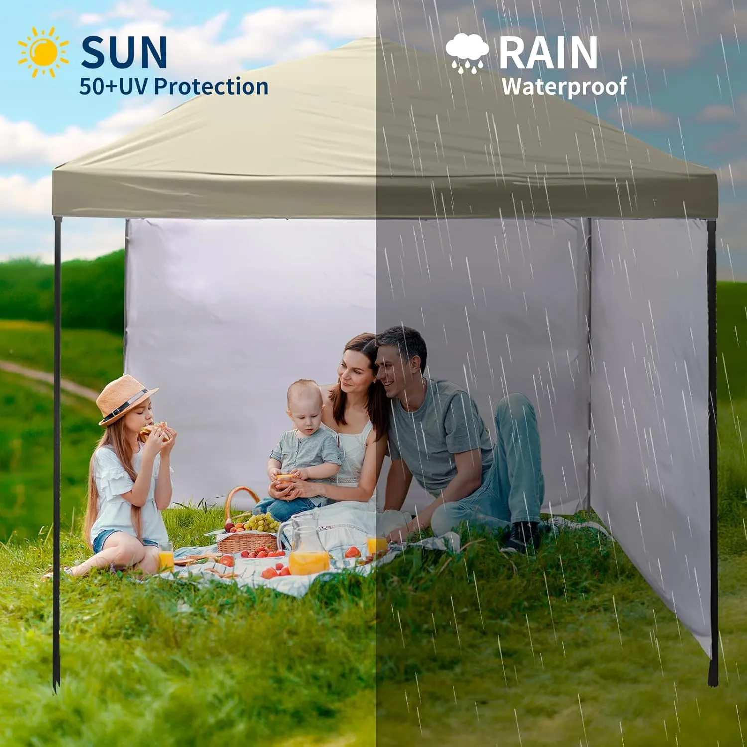 10x10 Canopy Replacement top,10x10ft Pop Up Canopy Top Cover,Silver Coated Replacement Canopy top for Straight Leg Canopy Frame,Beige(1 PCS Top Cover Only)