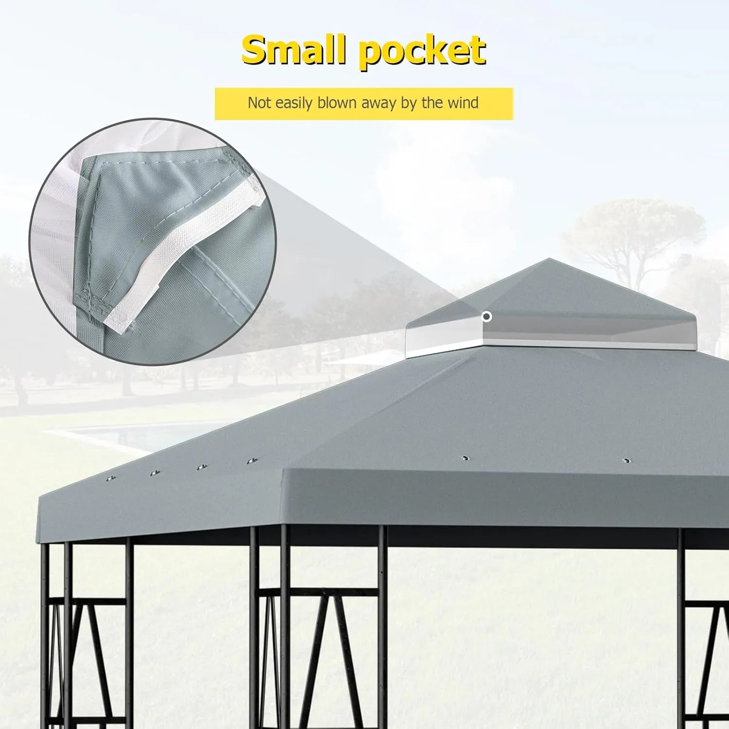 10'x10' Replacement Canopy Top Cover Only for Gazebo, Double Tiered Gazebo Covers for Outdoor Patio Garden Canopy Upgraded 2025 (Gray)