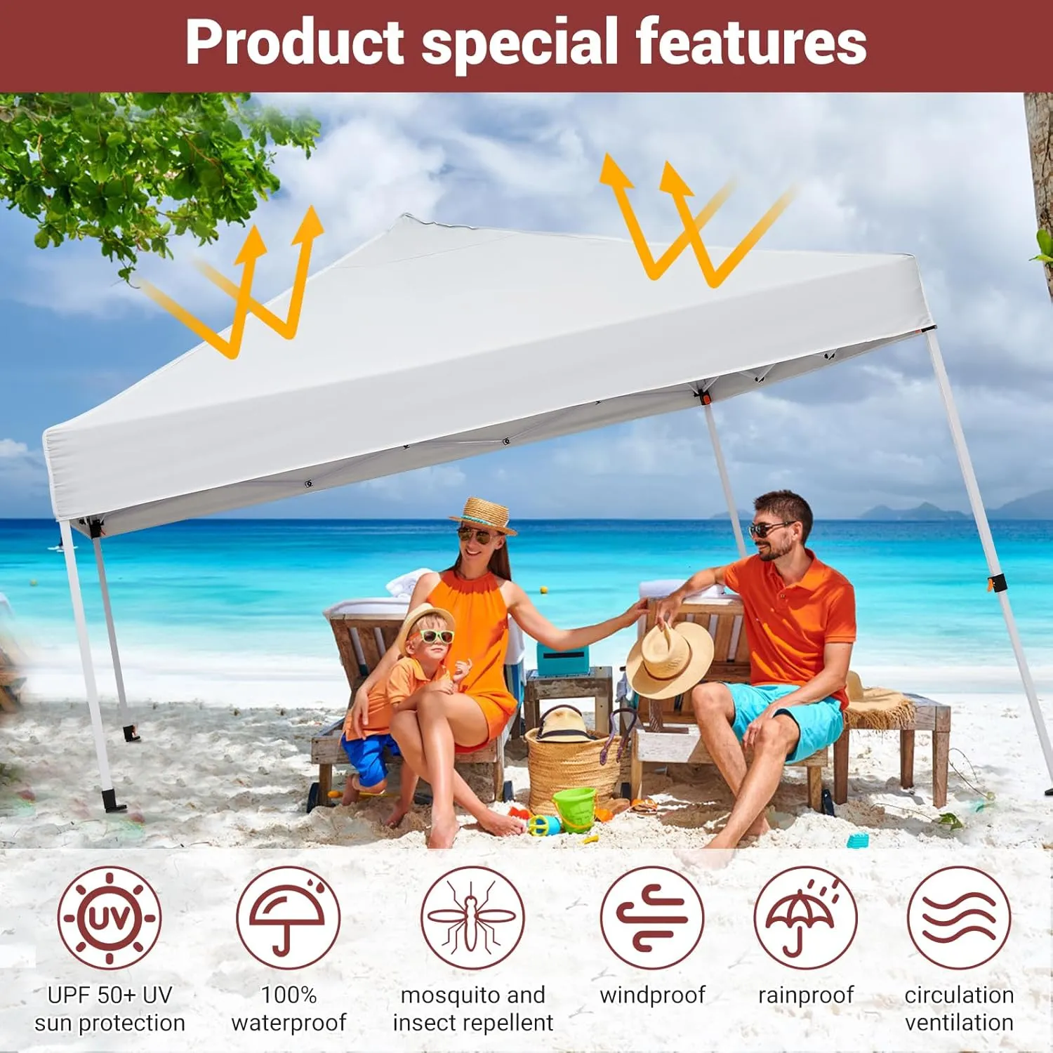 10x10ft Easy Pop-Up Canopy, Outdoor Screen Tent with Mesh Mosquito Netting Side Walls, Pop Up Tent, Waterproof Outdoor Screen Shed for Camping Picnic Party Deck Yard Events