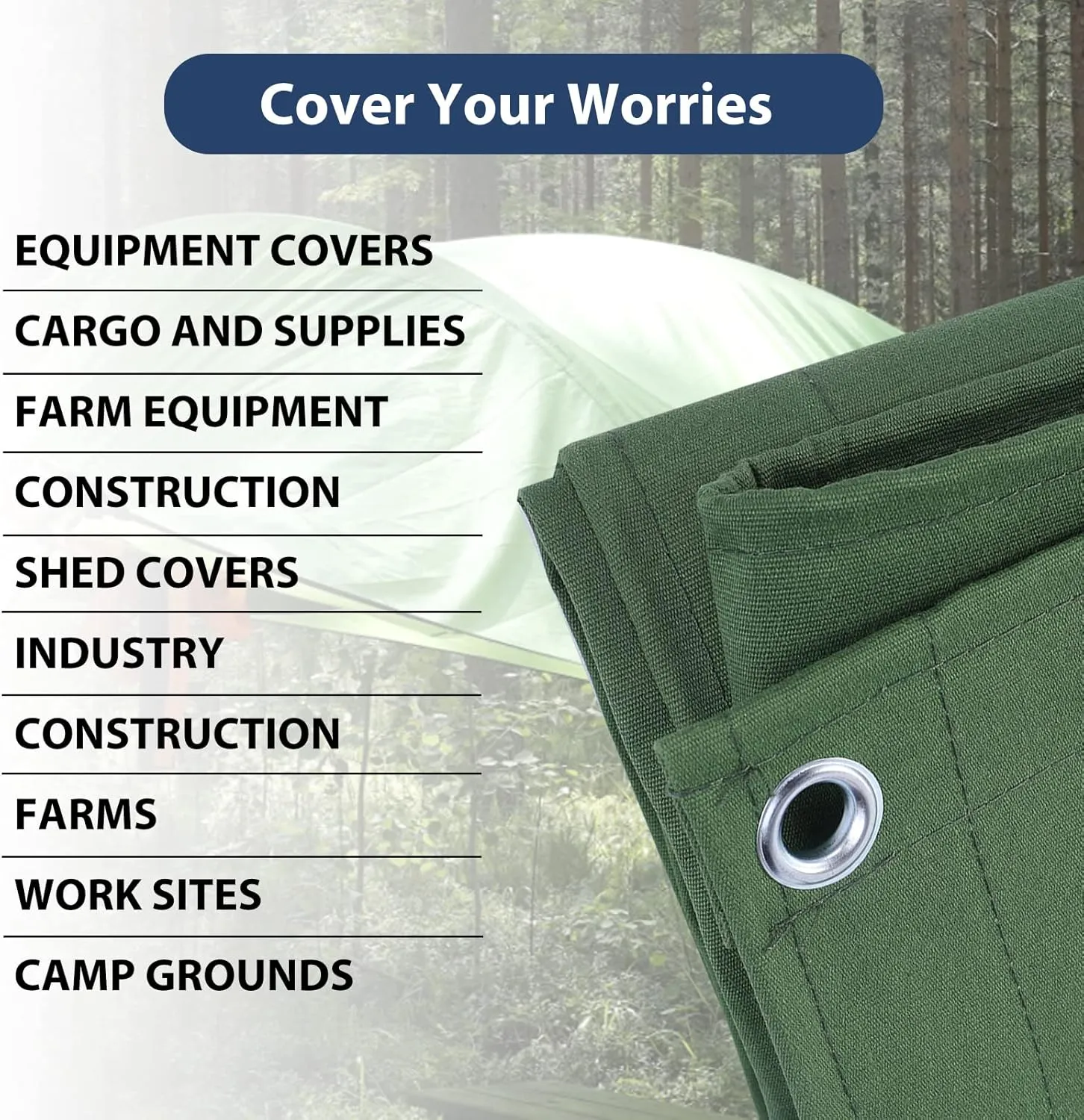 10’x12’ Canvas Tarps Heavy Duty Waterproof Tarpaulins with Aluminum Grommets,UV Resistant, 22Mil Multipurpose Drop Cloth, 14oz Durable Cover Sheet for Outdoor and Indoor Use with Ropes.