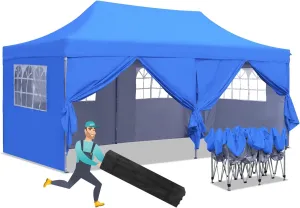 10x20 ft Instant Pop up Canopy, Wonlink Party Tent Folding Heavy Duty Gazebos with Removable Sidewalls and Wheeled Bag Waterproof