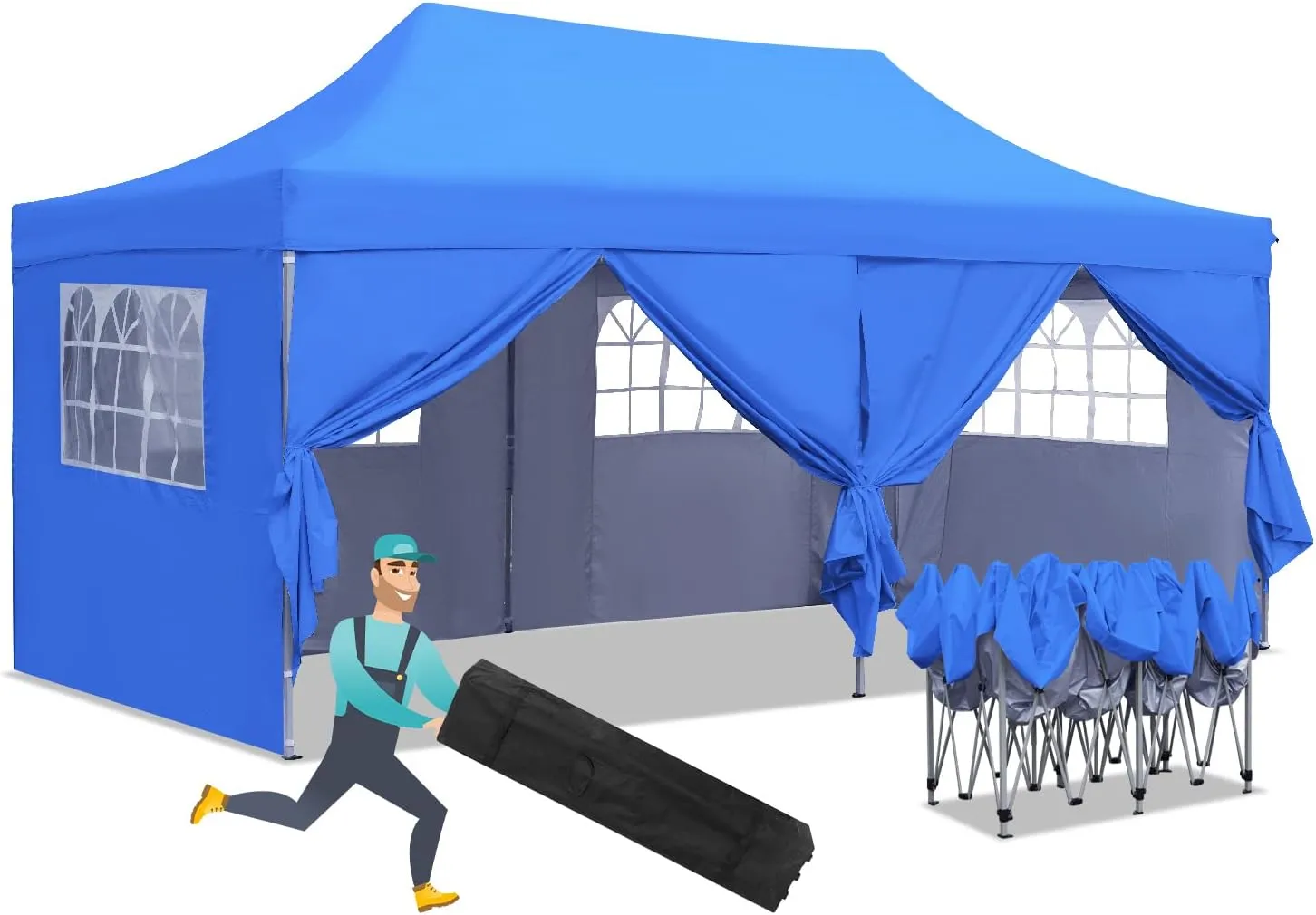 10x20 ft Instant Pop up Canopy, Wonlink Party Tent Folding Heavy Duty Gazebos with Removable Sidewalls and Wheeled Bag Waterproof