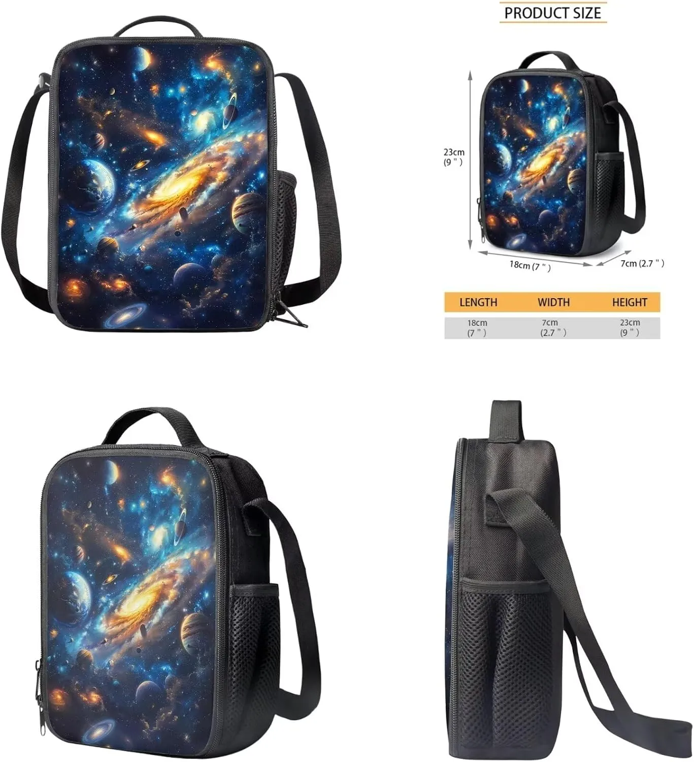 12 Inch School Backpacks for Boys Girls Universe Space Galaxy Backpack Set with Lunch Bag Pencil Case Solar System Backpack 3 in 1 Set Kindergarten Elementary School Backpack-1