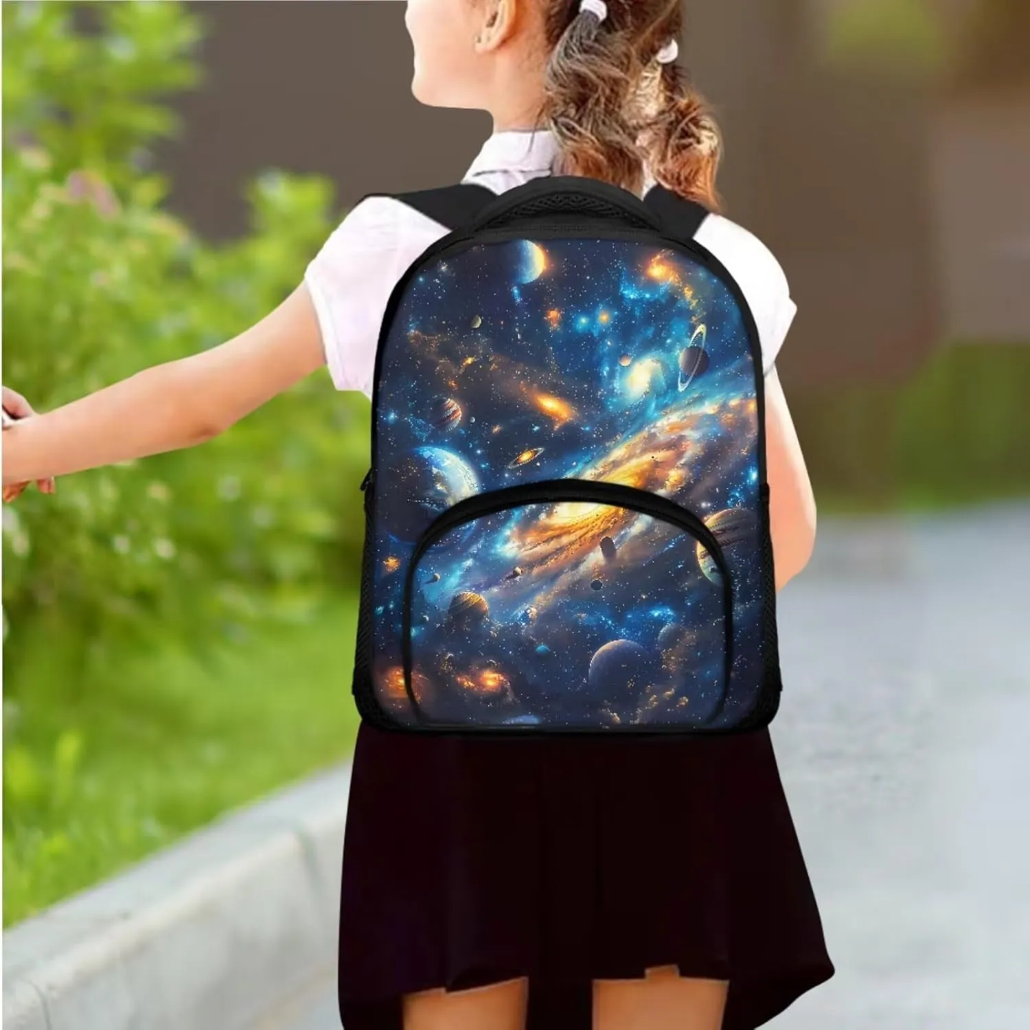 12 Inch School Backpacks for Boys Girls Universe Space Galaxy Backpack Set with Lunch Bag Pencil Case Solar System Backpack 3 in 1 Set Kindergarten Elementary School Backpack-1
