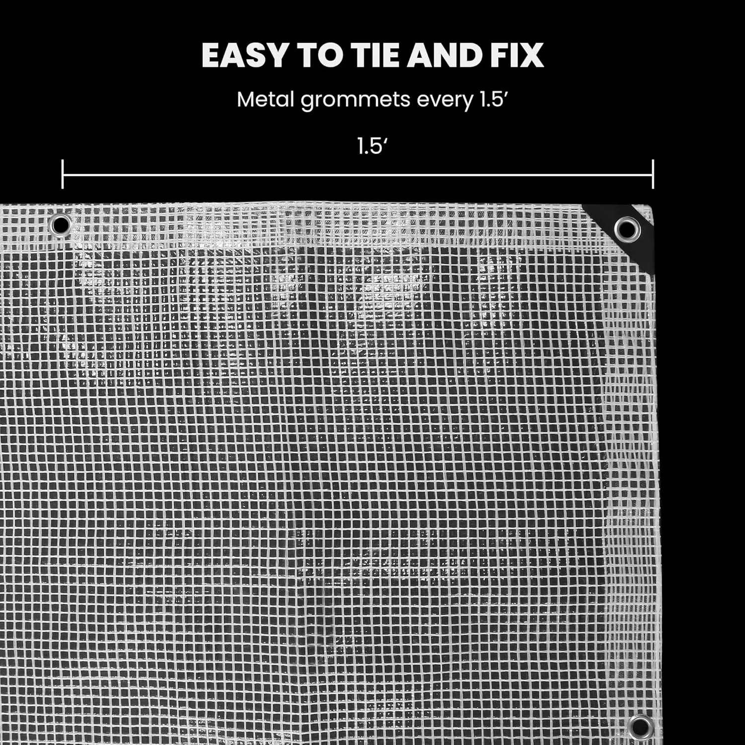 12' x 20' Clear Tarp Heavy Duty Waterproof tarps,13mil Transparent Multipurpose Protective Tarpaulin,Reinforced Edges Outdoor Waterproof Poly Tarps Cover,UV Resistant (Clear White Mesh)