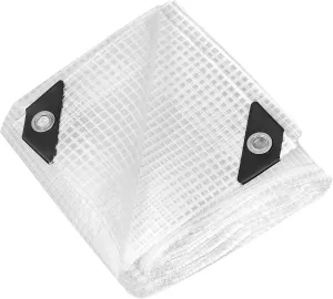 12' x 20' Clear Tarp Heavy Duty Waterproof tarps,13mil Transparent Multipurpose Protective Tarpaulin,Reinforced Edges Outdoor Waterproof Poly Tarps Cover,UV Resistant (Clear White Mesh)