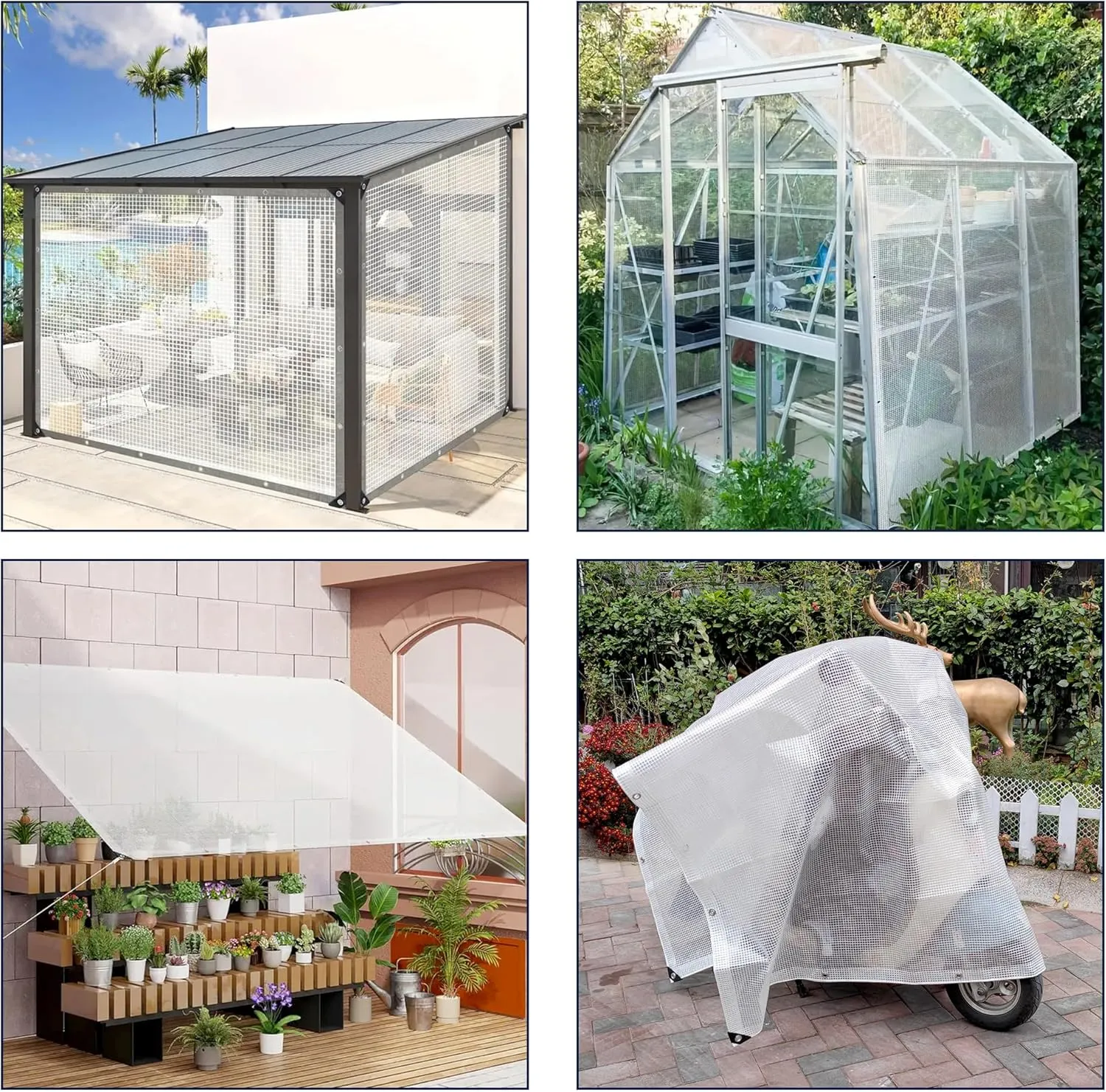 12' x 20' Clear Tarp Heavy Duty Waterproof tarps,13mil Transparent Multipurpose Protective Tarpaulin,Reinforced Edges Outdoor Waterproof Poly Tarps Cover,UV Resistant (Clear White Mesh)