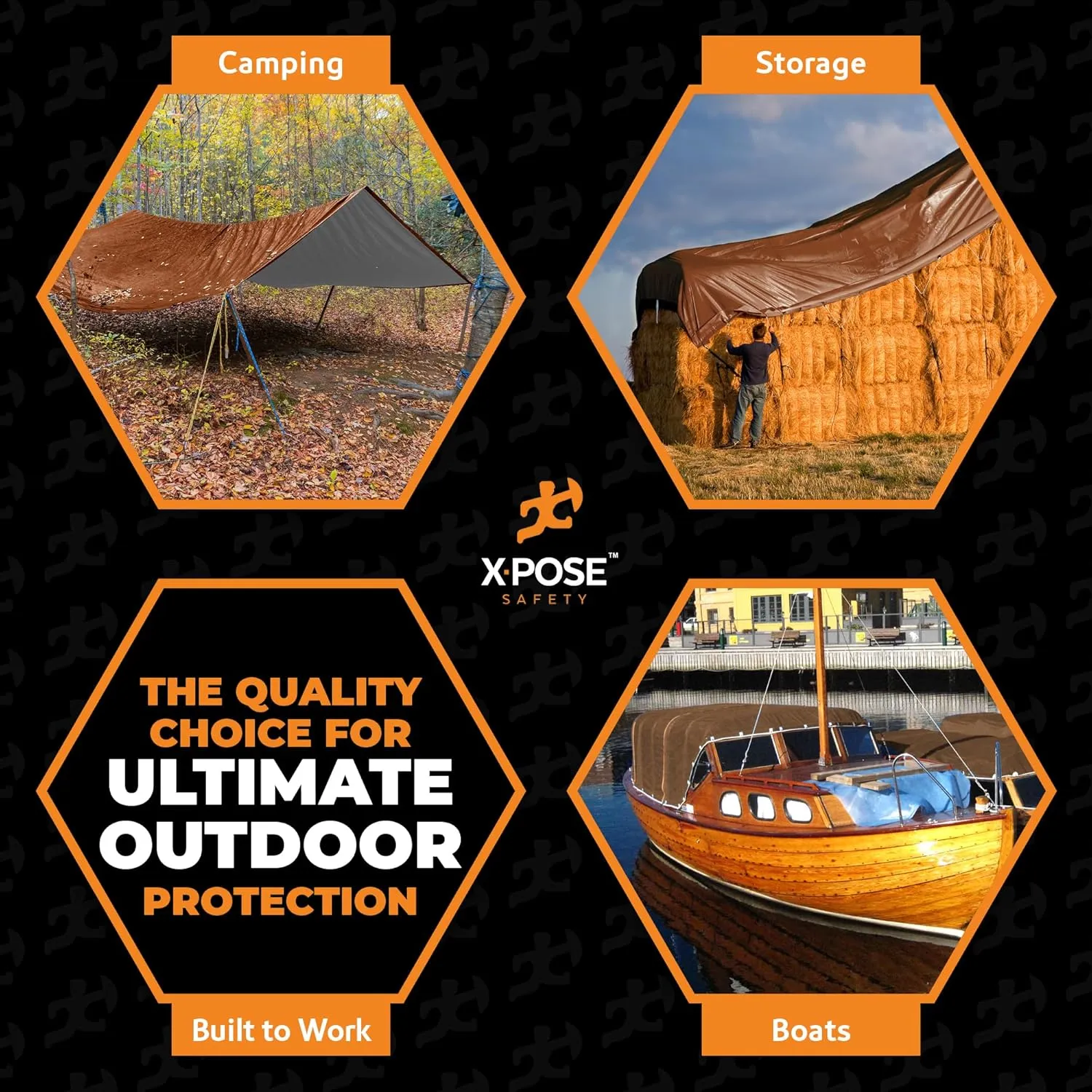 12' x 40' Brown/White Ultra Heavy Duty Tarp - 20 Mil Tarps Heavy Duty Waterproof 12x40 - Extra Large Outdoor Tarp, Waterproof Tarp Cover for Rain Camping, Tent Tarp, UV Protection, Reinforced Corners