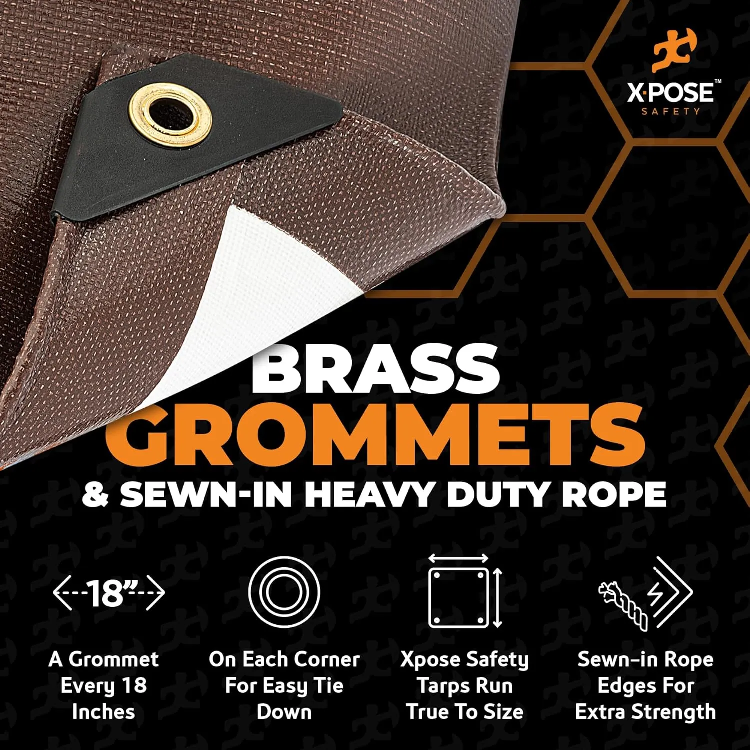 12' x 40' Brown/White Ultra Heavy Duty Tarp - 20 Mil Tarps Heavy Duty Waterproof 12x40 - Extra Large Outdoor Tarp, Waterproof Tarp Cover for Rain Camping, Tent Tarp, UV Protection, Reinforced Corners