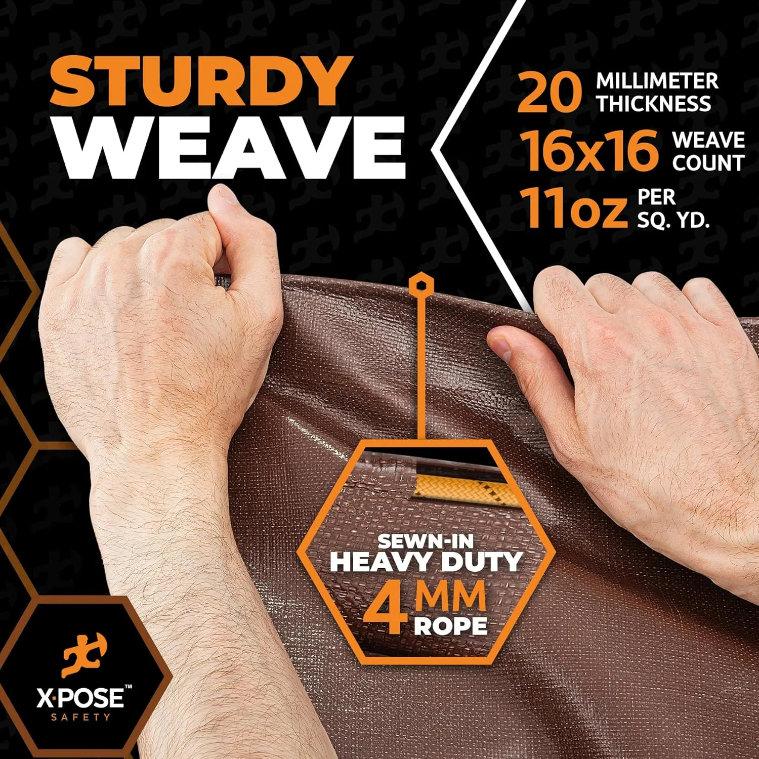 12' x 40' Brown/White Ultra Heavy Duty Tarp - 20 Mil Tarps Heavy Duty Waterproof 12x40 - Extra Large Outdoor Tarp, Waterproof Tarp Cover for Rain Camping, Tent Tarp, UV Protection, Reinforced Corners