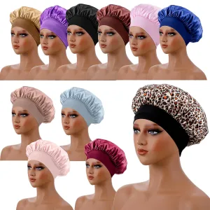 12pcs Large Satin Bonnets for Sleeping, Silky Hair Bonnet for Black Women Braid Curly Hair