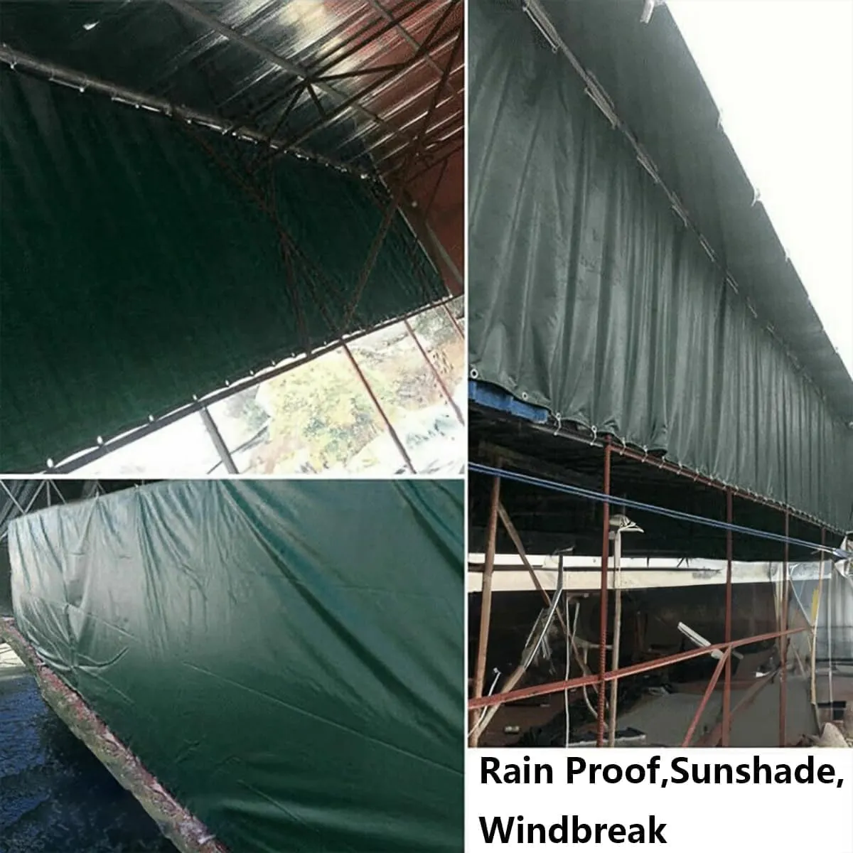 12'x 5' Tarps Heavy Duty Thick Waterproof, Poly Canopy Green Tent Shelter Cover, 5 Mil Tarpaulin Shade, Rip and Tear Proof, UV Resistant Tarpaulin with Grommets and Reinforced Edges