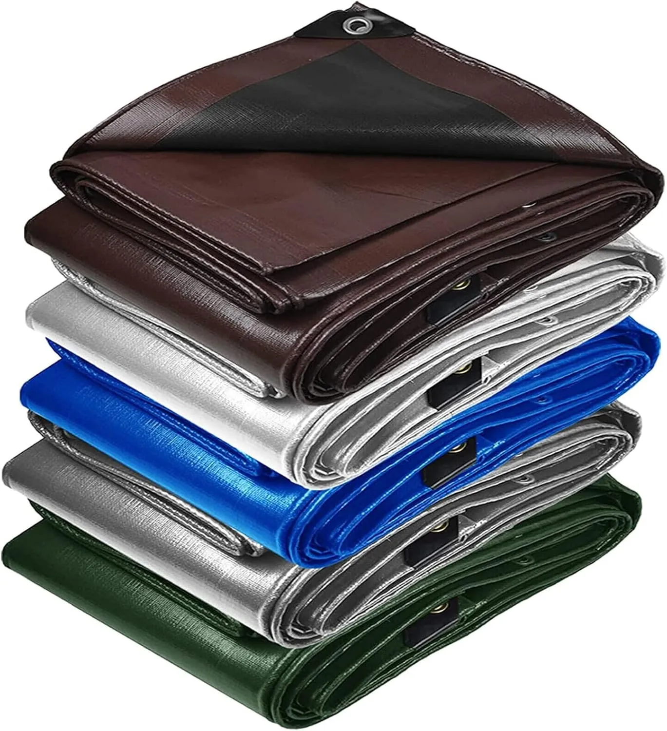 12'x 5' Tarps Heavy Duty Thick Waterproof, Poly Canopy Green Tent Shelter Cover, 5 Mil Tarpaulin Shade, Rip and Tear Proof, UV Resistant Tarpaulin with Grommets and Reinforced Edges