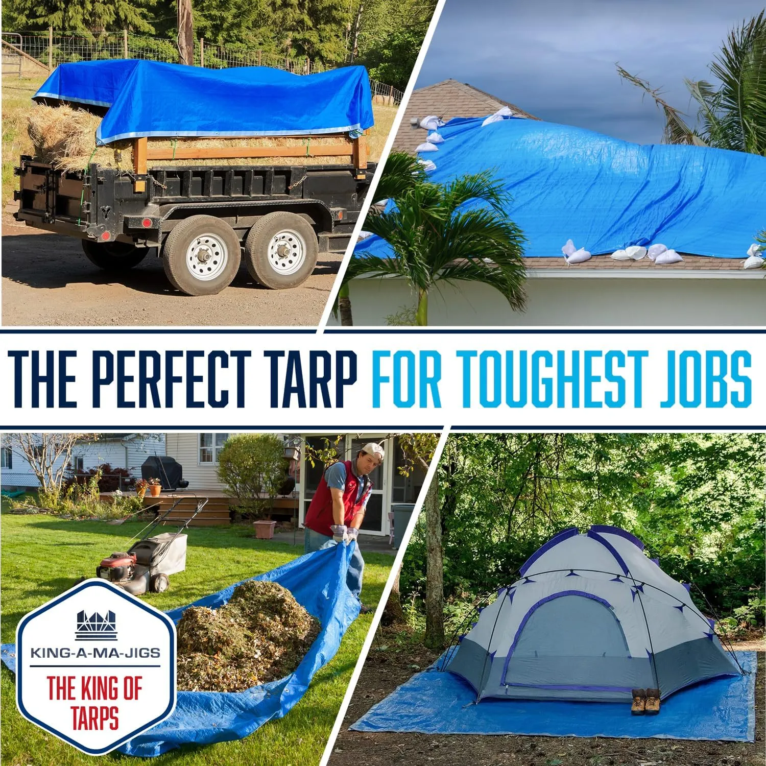 12x16 Tarp, Waterproof Plastic Poly 5.5 Mil Thick Tarpaulin with Metal Grommets Every 18 Inches - Emergency Rain Shelter, Outdoor Cover and Camping Use - (Reversible, Blue and Silver) (12x 16 Feet)