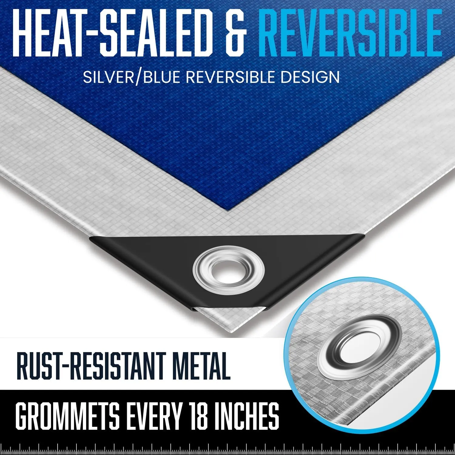 12x16 Tarp, Waterproof Plastic Poly 5.5 Mil Thick Tarpaulin with Metal Grommets Every 18 Inches - Emergency Rain Shelter, Outdoor Cover and Camping Use - (Reversible, Blue and Silver) (12x 16 Feet)
