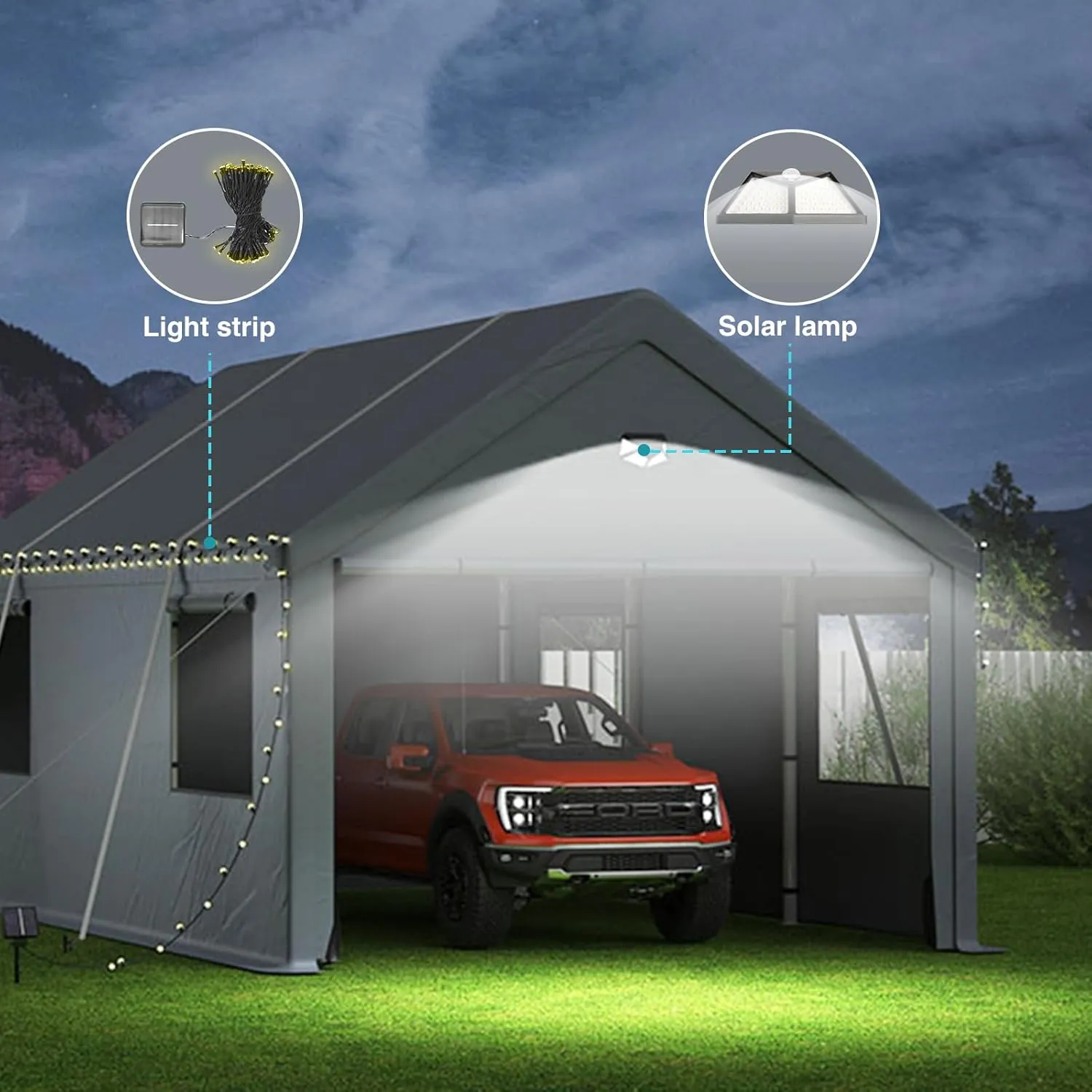 13x25FT Heavy Duty Carport Canopy,Extra Large Portable Car Tent Garage with Roll-up Windows and All-Season Tarp Cover,Removable Roof &Side Walls for Car, SUV,Boats&Truck Shelter Logic Storage