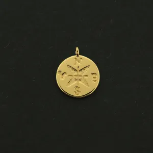 14k Compass Charm - 2 Charms - Travel Pendant - 14k Gold Filled - GLD244