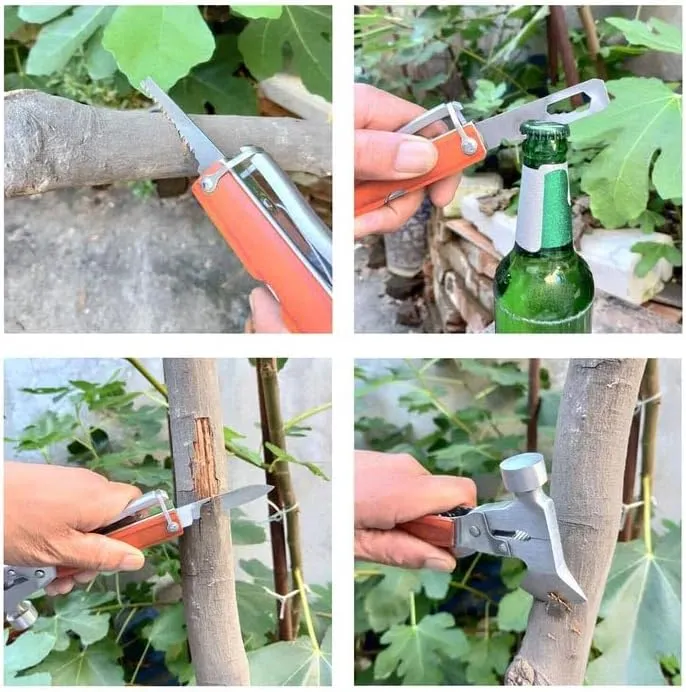 16-In-1 Portable Claw Hammer Multitool, Camping Tools - with Axe Hammers Pliers Saw Screwdrivers Bottle Opener, Safety Lock and Pouch, Outdoor Multi-Tool Cool Gifts for Men (Axe Hammer)