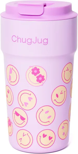 16 oz Travel Coffee Mug with Ceramic Coating, Leak-Proof Vacuum Insulated Coffee Tumbler with Lid, Double Wall Stainless Steel Travel Cup, Reusable To Go Mug for Hot& Cold Drinks (Smile)
