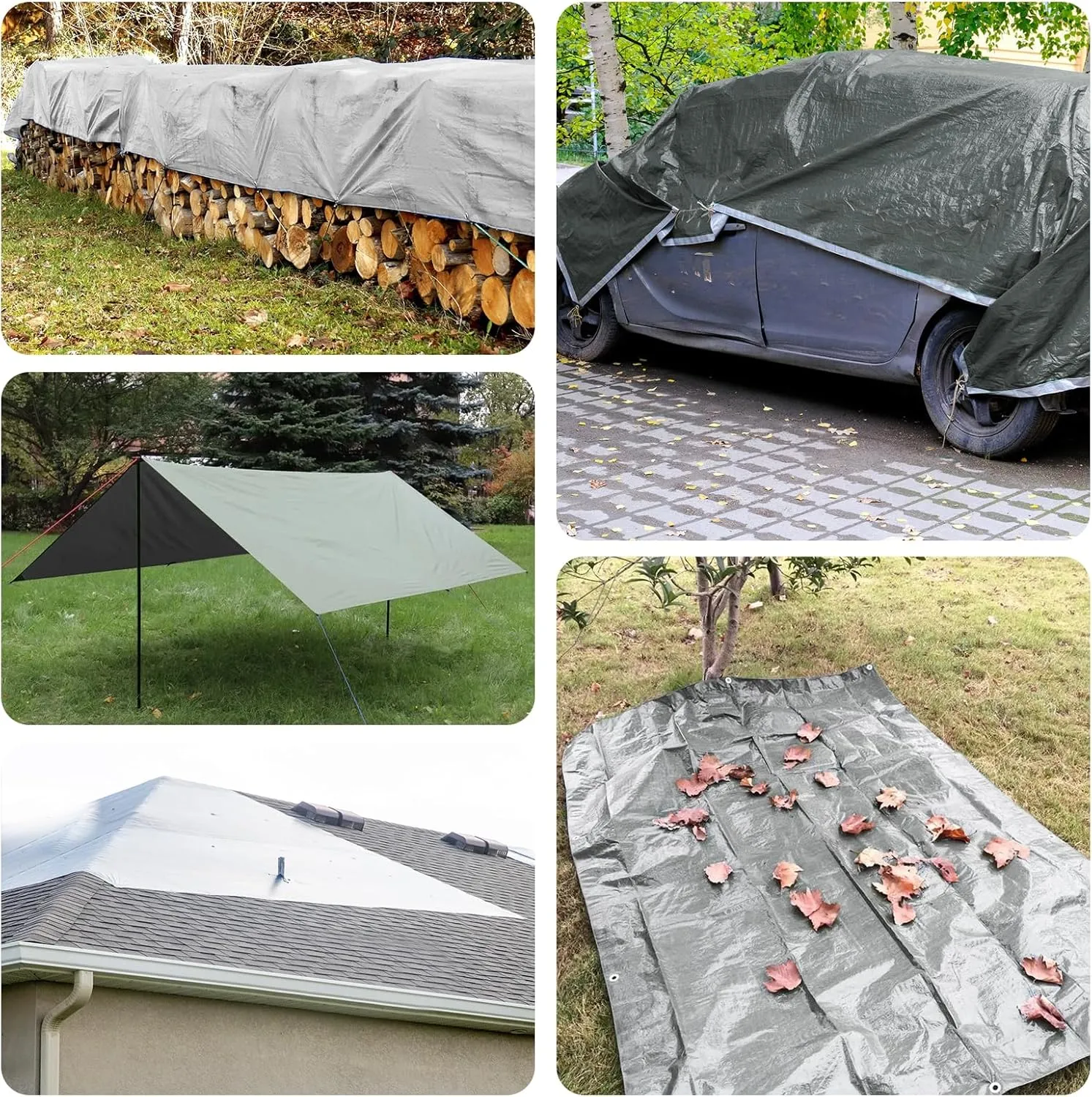 16Mil Finished Size 12x16 Tarp Heavy Duty Waterproof, Large Outdoor Multipurpose Protective Cover (Silver/Black)