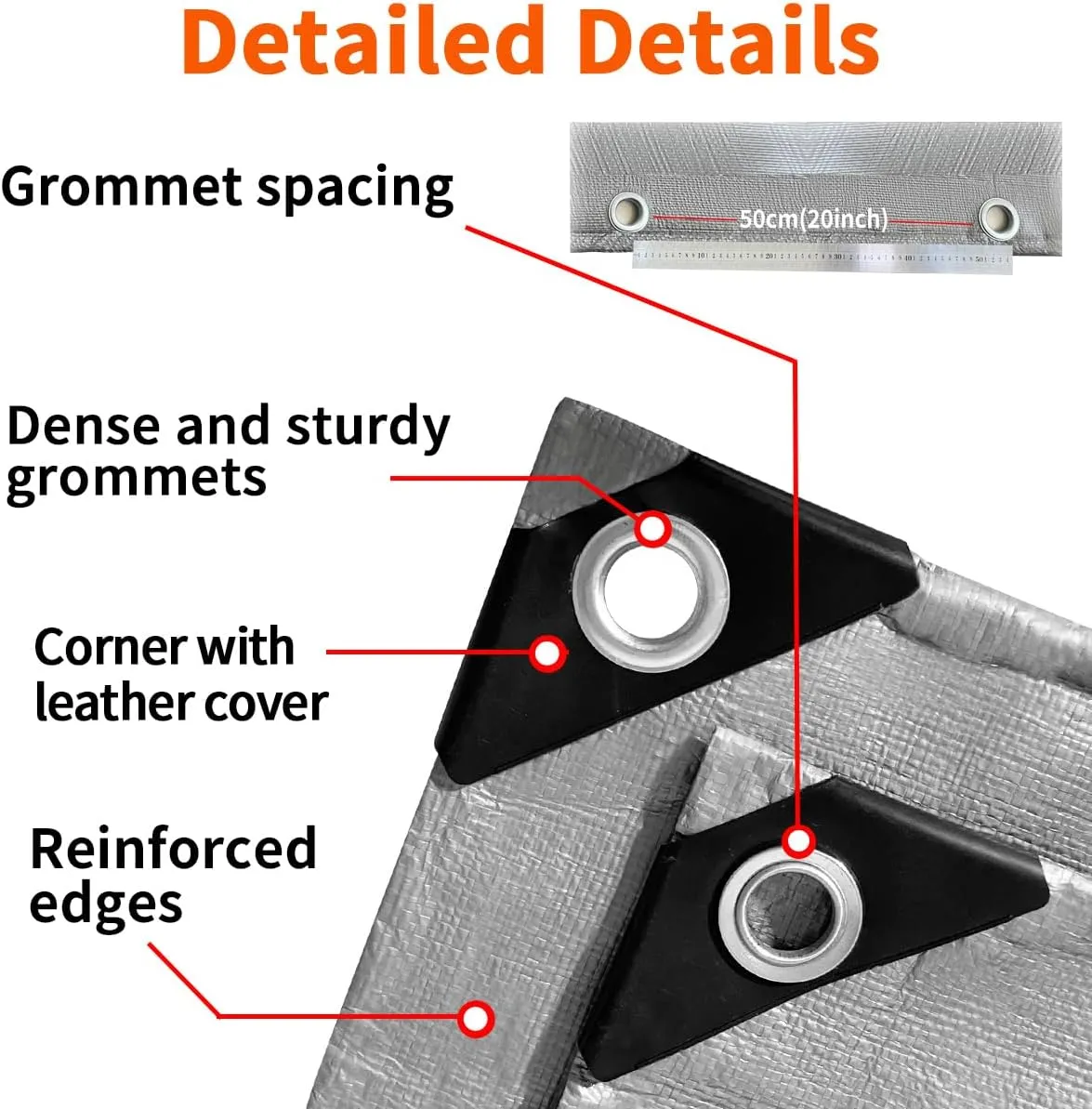 16'x20' Heavy Duty Tarp, 10Mil Silver Waterproof Tarps with Grommets, UV Resistant, Poly Tarpaulin with Reinforced Edges, Cover for Car, Roof, Camping