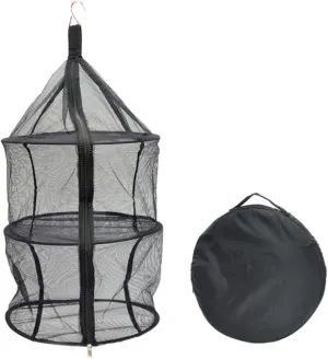 1PC Portable Folding Hanging Mesh Storage Basket for Outdoor Activities Dustproof Design for Camping Fishing and Picnics Black Color Convenient Organization