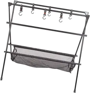1set Portable Camping Storage Rack Metal Folding Grill Stand Lightweight Food Rack for Outdoor Activities for Picnics Hiking Fishing and Travel