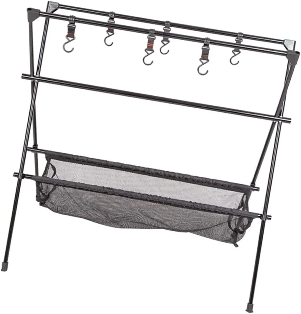 1set Portable Camping Storage Rack Metal Folding Grill Stand Lightweight Food Rack for Outdoor Activities for Picnics Hiking Fishing and Travel
