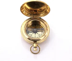 2 Inch Brass Marine Push Button Compass Nautical Collectible Retro Style Compass Decorative Gift Item Brass Gold Finish Compass Christmas, Biethday, Loved One Gift by New Lite Hub. Gold